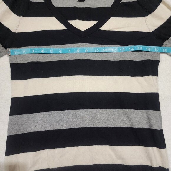 Rue 21 Striped V-Neck Sweater Women's Large Dark Academia - Picture 3 of 5